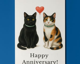 Cat Breeds Collection - Black and Calico Cats - Anniversary Card - Funny Animal - Premium Greeting Card & Envelope - Personalised card