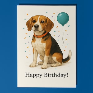 Dog Breeds Collection - Beagle Dog Happy Birthday Card - Funny Animal - Premium Greeting Card & Envelope - Personalised card - Friend Family