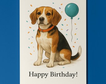 Dog Breeds Collection - Beagle Dog Happy Birthday Card - Funny Animal - Premium Greeting Card & Envelope - Personalised card - Friend Family