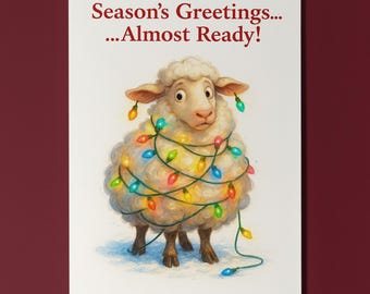 Twinkle, Twinkle, Little Sheep - Season's Greetings Almost Ready Card - Funny Premium Greeting Card Envelope - Personalised - Friends Family