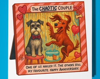 Framed for Love Collection - Schnauzer Setter Dogs - Happy Anniversary Card - Premium Greeting Card & Envelope - Personalised card - Friend