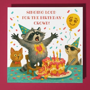Procione - Biglietto di auguri di buon compleanno - Animale divertente - Busta per biglietti di auguri premium - Compleanno personalizzato - Biglietto divertente - Sorella, amica, famiglia