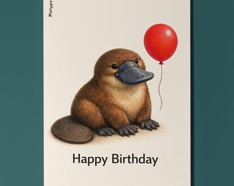 Animal Hugs Series Platypus: Sweet little star Happy Birthday Card  Premium Greeting Card Envelope Personalised Friends Family members