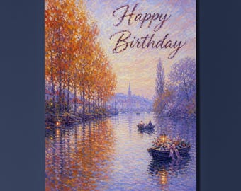 Monet Inspired Personalised Birthday Card, Paris River Seine Impressionist Art Gift