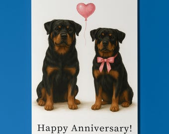 Dog Breeds Collection - Rottweilers Dogs - Anniversary Card - Funny Animal - Premium Greeting Card & Envelope - Personalised card - Couple