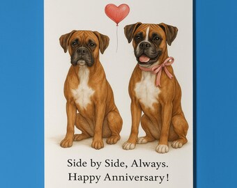 Dog Breeds Collection - Boxer dogs - Anniversary Card - Funny Animal - Premium Greeting Card & Envelope - Personalised card - Couples