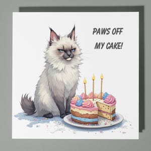 Carte de joyeux anniversaire chat persan - animal drôle - carte de voeux et enveloppe premium - carte chat personnalisée - petit-fils fille fils maman