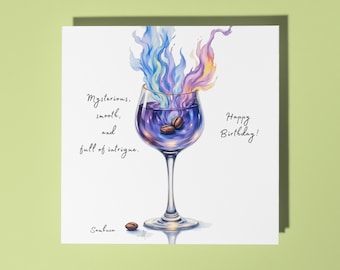 Handmade  Sambuca - cocktail -  Intense, captivating, and full of spirit - Happy Birthday Card Premium Greeting Card & Envelope