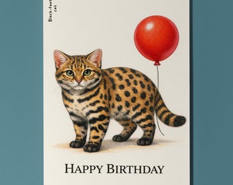 Wild Cats Party Series Black-footed cat Wild at heart Happy Birthday Card Premium Greeting Card Envelope Personalised Friends Family members