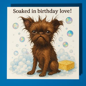 Brüsseler Griffon Hund - Alles Gute zum Geburtstagkarte - Premium Grußkarte Umschlag - Personalisierte lustige Karte - Freund Sohn Tochter