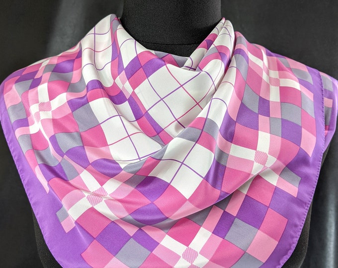 Lovely Purple Pink Colour made in Japan Polyester Scarf by Vera Neumann 28"x 28"