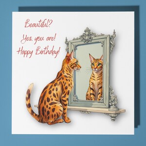 Bengal Katze Alles Gute zum Geburtstagkarte - Lustiges Tier - Premium Grußkarte & Umschlag - Personalisierte Katzenkarte - Schwester Tochter Freund Freundin