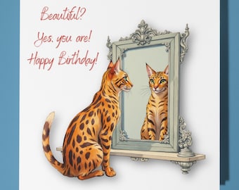 Bengal cat Happy Birthday Card - Funny Animal - Premium Greeting Card & Envelope - Personalised Cat card - sister daughter friend girlfriend