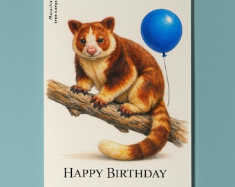 Animal Hugs Series Matschie's Tree-kangaroo: Higher Hopes Happy Birthday Card Premium quality Greeting Card  Envelope Personalised Friends