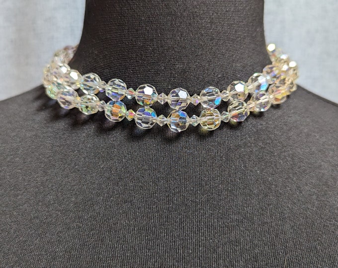 Beautiful Aurora Borealis Crystal double-string Necklace by Exquisite Jewellery