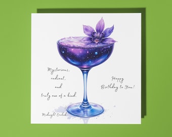 Handmade Midnight Orchid cocktail - Mysterious, radiant, and truly one of a kind - Happy Birthday Card Premium Greeting Card & Envelope