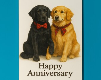 Dog Breeds Collection - Two Labrador dogs - Anniversary Card - Funny Animal - Premium Greeting Card & Envelope - Personalised card - Couple