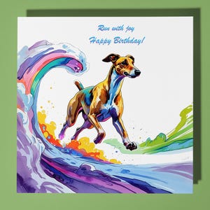 Whippet Dog Happy Birthday Card - Funny Animal Premium wenskaart en envelop - Gepersonaliseerde hondenkaart - zoon zus vriend dochter moeder