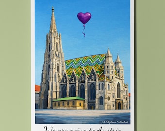 We are going to Austria - St Stephen's Cathedral Card - Premium Greeting Card Envelope - Personalised City -  Friend Girlfriend Wife Family