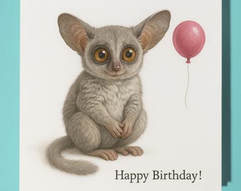 Animal Hugs Collection - Sir Stare-a-Lot - Galago - Birthday Card - Funny Animal - Premium Greeting Card & Envelope - Personalised card
