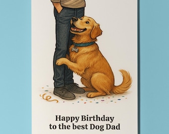 My Human Is the Best Collection Golden Retriever Happy Birthday to the best dog Dad Card Funny Premium Greeting Card Envelope Personalised