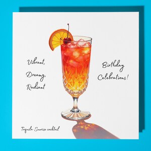 Tequila Sunrise - Lebendige, Verträumte, Strahlende - Alles Gute zum Geburtstagkarte - Premium Grußkarte & Umschlag - Personalisierte lustige Karte