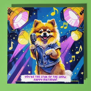 Pommeren hond gelukkige verjaardagskaart - grappig dier - premium wenskaart en envelop - gepersonaliseerde hondenkaart - kaart jaren 80 - zoon zus vriend