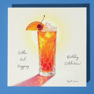 Tequila Sunrise - Golden, Üppig, Easygoing - Alles Gute zum Geburtstag Karte - Premium Grußkarte & Umschlag - Personalisierte lustige Karte