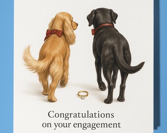 Cocker Spaniel and Labrador Retriever - Engagement Card  Funny Animal - Premium Greeting Card & Envelope - Personalised Dog card - Couple