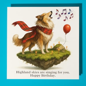 Schottische Kollektion - Collie Hund - Alles Gute zum Geburtstag - Premium Grußkarte & Umschlag - Personalisierter lustiger Hund Karte - Freund