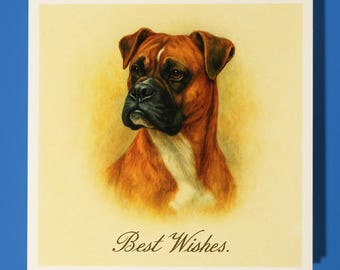 Antique postcard collection - Boxer Dog - Best Wishes Happy Birthday Card - Premium Greeting Card and Envelope - Personalised card - Friend