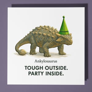 Dinosaurio Ankylosaurus - Tarjeta de cumpleaños - Tarjeta personalizada - Tarjeta de animal divertido - Tarjeta de felicitación premium y sobre Mamá, Papá, Hijo, Hermana, Amigo