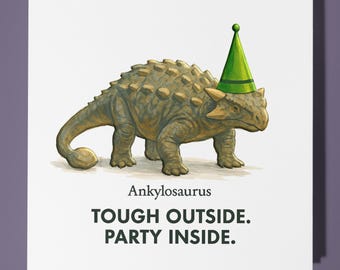 Dinosaur Ankylosaurus - Birthday Card - Personalised card -  Funny Animal Card - Premium Greeting Card & Envelope Mum Dad Son Sister Friend