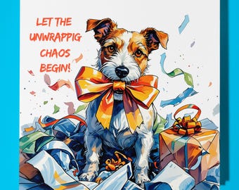 Terrier dog Happy Birthday Card - Funny Animal - Premium Greeting Card & Envelope - Personalised Dog card - Dad Son Sister Friend Brother