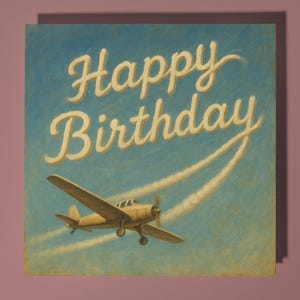Flugzeug Kondensstreifen - Alles Gute zum Geburtstag Karte - Lustiges Tier - Premium Grußkarte Umschlag - Personalisierte lustige Karte - Freund Familie