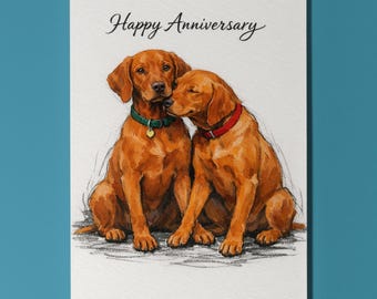 Vizsla Dogs Love Happy Anniversary Card Funny Dog Breeds - Premium Greeting Card & Envelope - Personalised card - Couple Husband Spouses