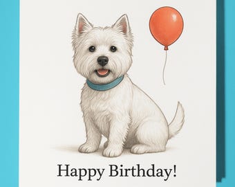 Dog Breeds Collection - West Highland Terrier - Happy Birthday Card - Funny Animal - Premium Greeting Card & Envelope - Personalised card