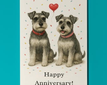 Dog Breeds Collection - Schnauzers Dogs - Anniversary Card - Funny Animal - Premium Greeting Card & Envelope - Personalised card - Couple