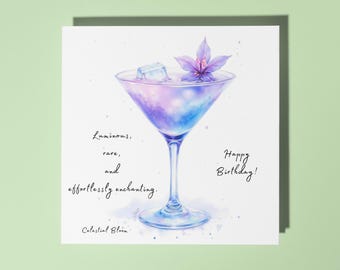 Handmade  Celestial Bloom cocktail -  luminous, rare, and effortlessly enchanting. - Happy Birthday Card Premium Greeting Card & Envelope