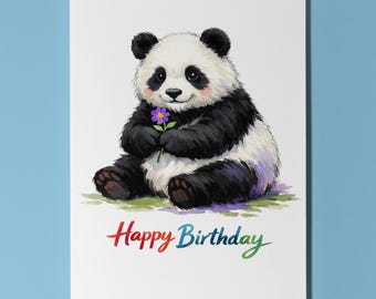 Animal Hugs Series Giant panda Peaceful Soul Happy Birthday Card Premium quality Greeting Card Envelope Personalised Friends animal portrait