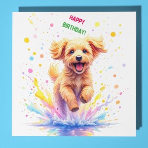 Golden Doodle Geburtstagskarte - Lustiges Tier - Premium Grußkarte & Umschlag - Personalisierte Hundekarte - Sohn Schwester Freund Tochter