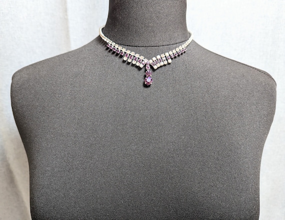 Beautiful Vintage Jewellery Amethyst Colour Cryst… - image 3