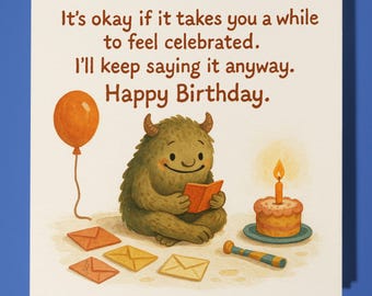 Funny monster - Compassion Collection - Happy Birthday Card - Funny Animals - Premium Greeting Card Envelope Personalised  card - Friend