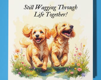 Golden Doodles Anniversary Card - Funny Animal - Premium Greeting Card & Envelope - Personalised Dog card - Wife Husband Mum Dad Boyfriend