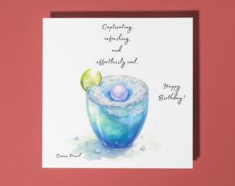 Handmade Ocean Pearl cocktail - Captivating, refreshing, and effortlessly cool. - Happy Birthday Card Premium Greeting Card & Envelope