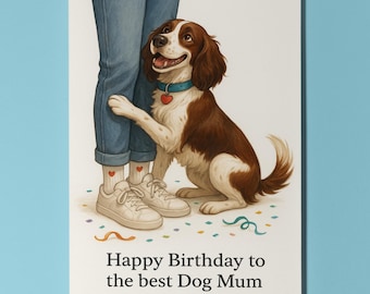 My Human Is the Best Collection Springer Spaniel Dog Happy Birthday to the best dog Mum Card Premium Greeting Card Envelope Personalised