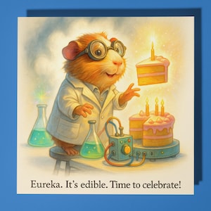 Scienziato porcellino d'India - Biglietto di auguri di buon compleanno - Animale divertente - Busta per biglietti d'auguri premium - Biglietto divertente personalizzato - Amico di famiglia Figlio