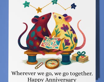 Rats Collection - Happy Rats Plan Holidays - Happy Anniversary Card - Funny Animal - Premium Greeting Card and Envelope - Personalised card
