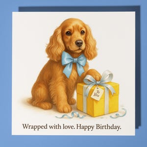 Cocker Spaniel - Envuelto con amor - Tarjeta de feliz cumpleaños - Sobre de tarjeta de felicitación premium Tarjeta divertida personalizada - Amigo Familia Esposo
