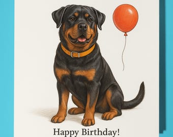 Dog Breeds Collection - Rottweiler  Happy Birthday Card - Funny Animal - Premium Greeting Card & Envelope - Personalised Dog card - Friend